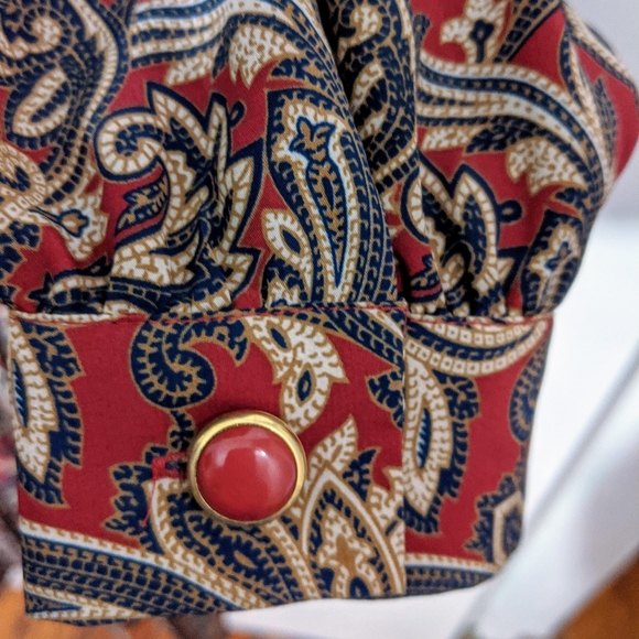 Vintage Paisley Print Dress Belted Long Sleeved - Picture 3 of 5